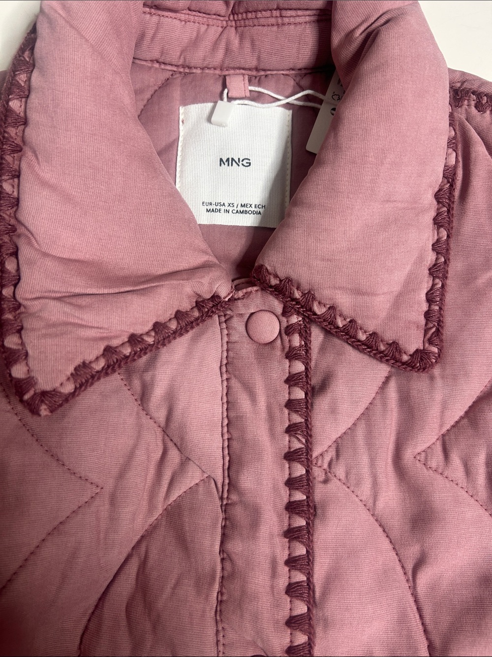 NWT MANGO QUILTED JACKET WITH CONTRASTING TRIM - Picture 7 of 10